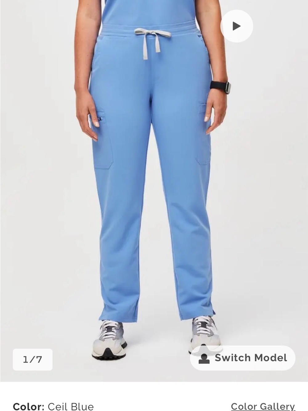 Figs Ceil Blue Straight-Leg Cargo Scrub Pants